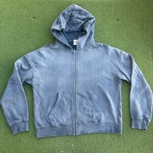 Hanes Re/Done Sun Faded Black Distressed Hoodie - Small Full Zip